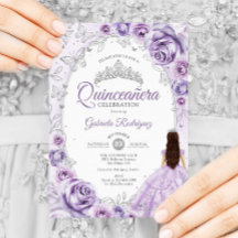Quinceanera Lilac Lila Silver Floral