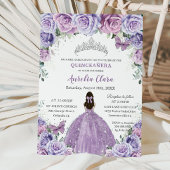 Quinceañera Lilac Purple Blumen Schmetterlinge Kro Einladung