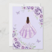 Quinceanera Lilac Purple Roses Dress Silver Save The Date (Rückseite)