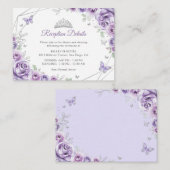 Quinceanera Lilac Purple Silver Floral Details Begleitkarte (Vorne/Hinten)