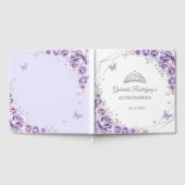 Quinceanera Lilac Purple Silver Floral Gästebuch (Voll)