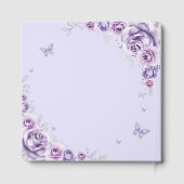 Quinceanera Lilac Purple Silver Floral Gästebuch (Rückseite)