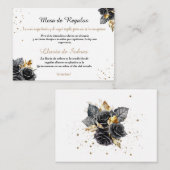 Quinceañera Lluvia de Sobres Black Rose Mitteilungskarte (Vorne/Hinten)