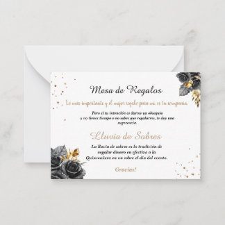 Quinceañera Lluvia de Sobres Black Rose Mitteilungskarte