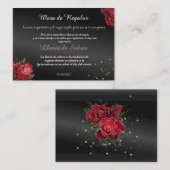 Quinceañera Lluvia de Sobres Black Rote Rosen Mitteilungskarte (Vorne/Hinten)