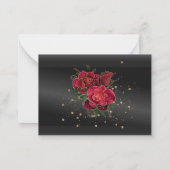 Quinceañera Lluvia de Sobres Black Rote Rosen Mitteilungskarte (Rückseite)