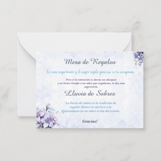 Quinceañera Lluvia de Sobres Flachbildschirm Mitteilungskarte (Vorderseite)