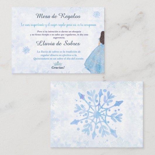 Quinceañera Lluvia de Sobres Winter Wonderland Mitteilungskarte (Vorne/Hinten)