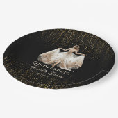 Quinceañera Luxury Black Ivory Gold Personalisiert Pappteller (Schrägansicht)