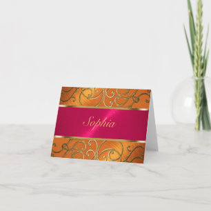Quinceanera Magenta Pink Orange Gold Filigran Einladung