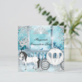 Quinceanera Magical Princess Blue Horriage Einladung (Stehend Vorderseite)