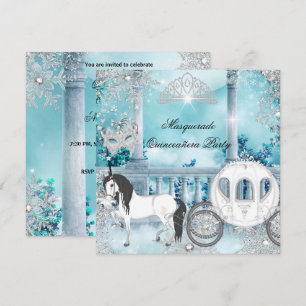 Quinceanera Magische Prinzessin Blaues Pferdegespa Einladung