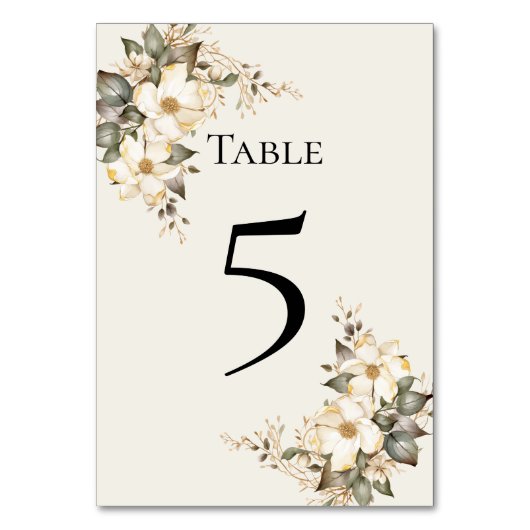 Quinceanera Magnolia Table Number Card Tischnummer (Vorderseite)