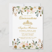 Quinceanera Magnolias Pink Roses Floral Einladung (Vorderseite)