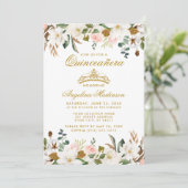 Quinceanera Magnolias Rose Blumenladen Foto Einladung (Stehend Vorderseite)