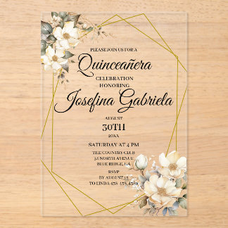 Quinceanera Magnolie Acryleinladungen