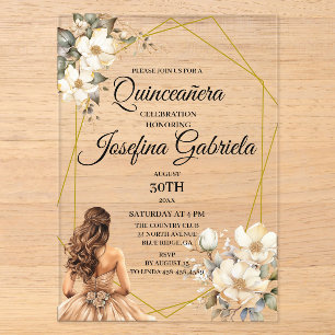 Quinceanera Magnolie Acryleinladungen