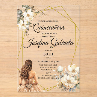 Quinceanera Magnolie Acryleinladungen
