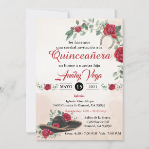 QUINCEANERA Mariachi Charra Rustic Charro Mexicana Einladung