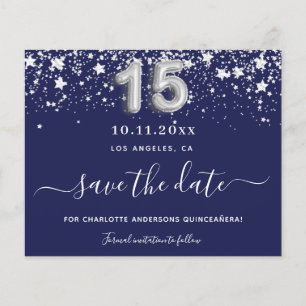 Quinceanera marineblau silberner Stern Terminreser Flyer