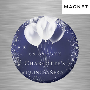 Quinceanera marineblaue silberne Ballon Save the D Magnet
