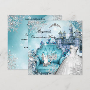 Quinceanera-Maskenball Magische Prinzessin Blau Einladung