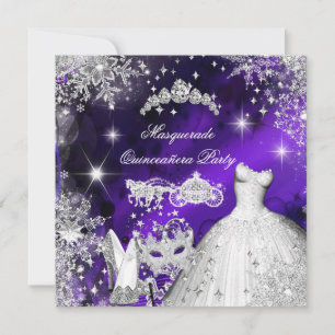 Quinceanera-Maskenball Magische Prinzessin Lila Einladung