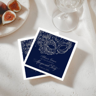 Quinceanera-Maskenball-Party Silber Blau Serviette