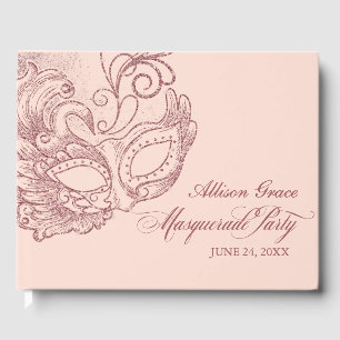 Quinceanera-Maskenball-Roségold Pink Gästebuch