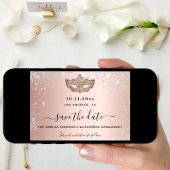 Quinceanera Maskerin Rose Goldmaske Save The Date