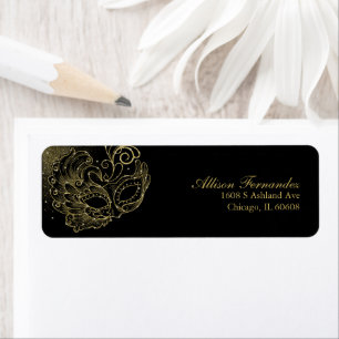 Quinceanera Masquerade Gold Glitzer Black