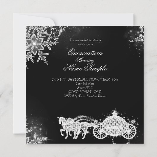 Quinceanera Masquerade Magische Prinzessin Einladung (Rückseite)