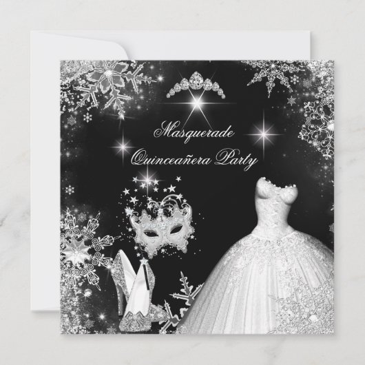 Quinceanera Masquerade Magische Prinzessin Einladung (Vorderseite)