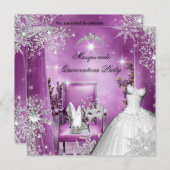 Quinceanera Masquerade Magische Prinzessin Rosa Einladung (Vorne/Hinten)