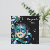 Quinceanera Masquerade Maske PERSONALISIEREN Einladung (Stehend Vorderseite)