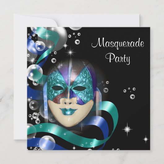 Quinceanera Masquerade Maske PERSONALISIEREN Einladung (Vorderseite)