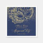 Quinceanera Masquerade Party Gold Blue Serviette (Vorderseite)