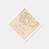 Quinceanera Masquerade Party Gold Pink Serviette (Ecke)
