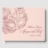 Quinceanera Masquerade Party Rose Gold Pink Gästebuch (Vorderseite)