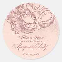 Quinceanera Masquerade Party Rose Gold Pink