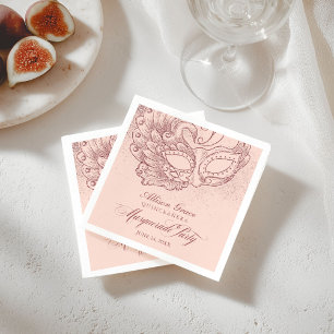 Quinceanera Masquerade Party Rose Gold Pink Serviette