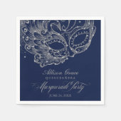 Quinceanera Masquerade Party Silver Blue Serviette (Vorderseite)