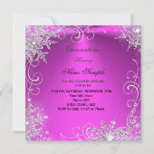 Quinceanera Masquerade Rosa Schneeflocken Einladung (Rückseite)