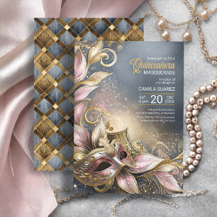 Quinceanera Masquerade Rose Gold ID1031 Einladung