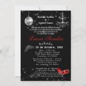 Quinceañera Masquerade Rotes Schwarzes Silber Span Einladung (Rückseite)