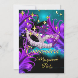Quinceanera Masquerage Masquerade Aquamarin Lila s Einladung