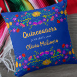 Quinceanera Mexican Fiesta Blume Blue Kissen<br><div class="desc">Quinceañera Kissen mit mexikanischen Fiesta-Blume - oder fühlen Sie sich frei, um sich als ein schönes Geschenk zu halten, um jeden Anlass zu feiern. Dieses farbenfrohe und lebendige Kissen aus Quinceanera hat mexikanische Volkskunst-Blume in Rosa, lila-Gelb, Rot und Grün. Die Vorlage ist für Sie bereit, um mit Ihrem Anlass, Namen...</div>