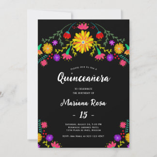 Quinceanera Mexican Fiesta Floral Geburtstag Einladung