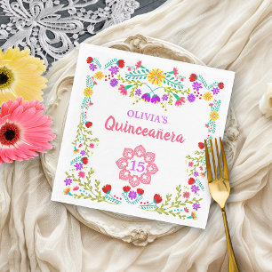 Quinceanera Mexikanische Fiesta Blume 15. Geburtst Serviette