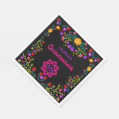 Quinceanera Mexikanische Fiesta Blume Schwarzer Ge Serviette (Ecke)